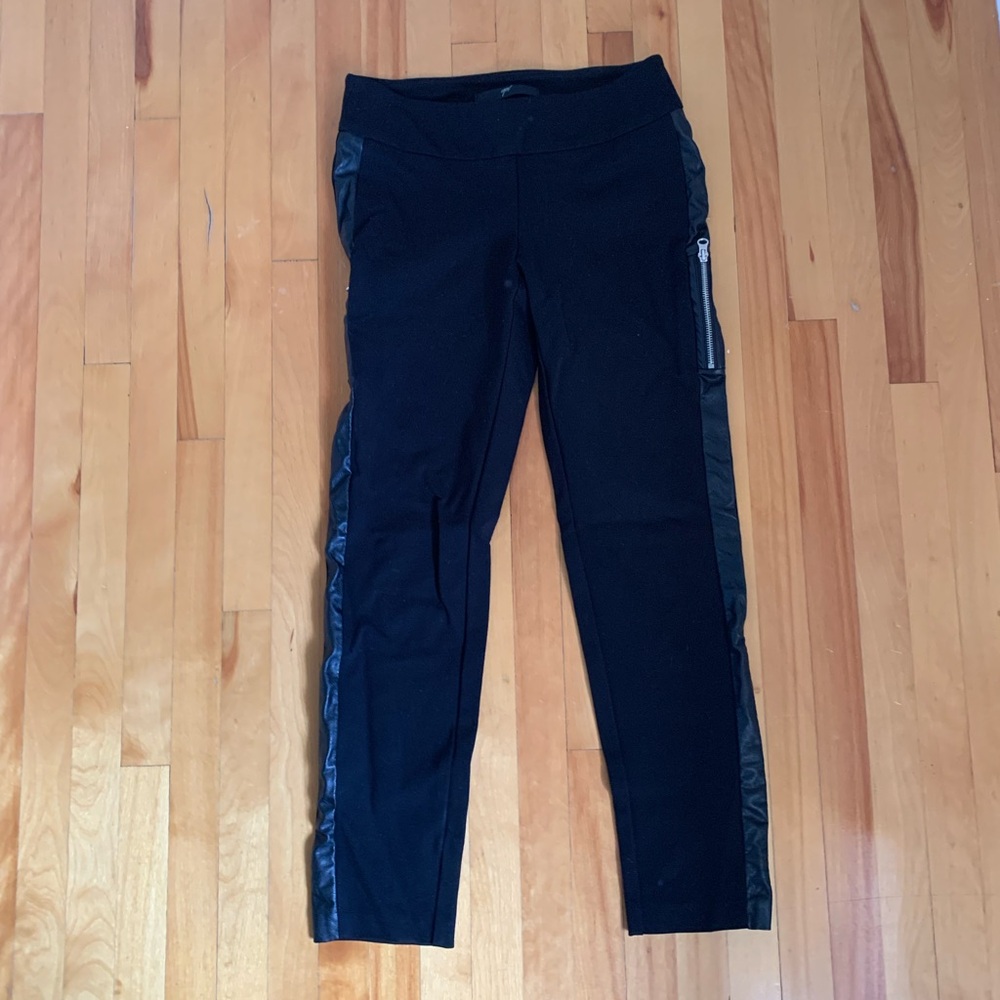 Made in Canada Black Pants with Side Zipper and Vegan Leather detail